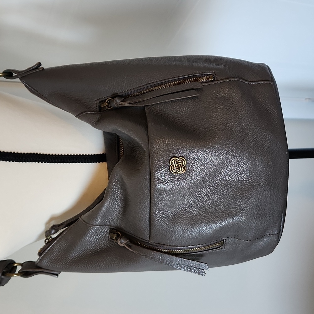 Elliott Lucca grey leather hobo bag